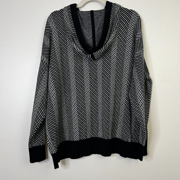Joie Chevron Striped Hooded Hoodie Sweater Sweatshirt Plus Size Comfy Loungewear - Picture 9 of 10